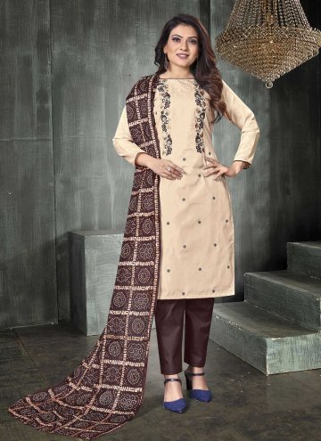Peach Trendy Salwar Suit in Silk with Embroidered
