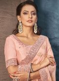 Peach Trendy Saree in Georgette with Embroidered - 1