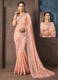 Peach Trendy Saree in Georgette with Embroidered - 3