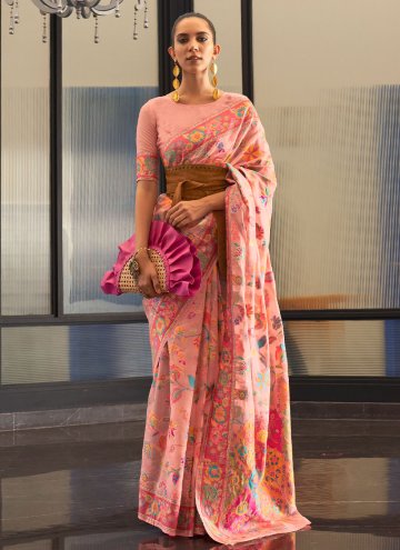 Peach Trendy Saree in Handloom Silk with Woven