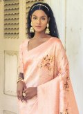 Peach Trendy Saree in Silk with Woven - 1