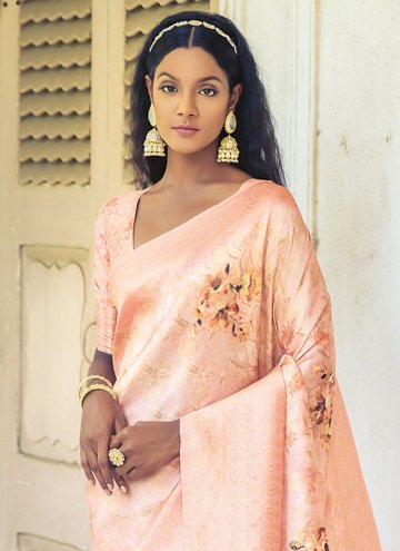 Peach Trendy Saree in Silk with Woven