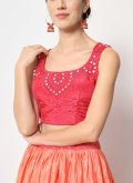 Pink A Line Lehenga Choli in Chinon with Embroidered - 1