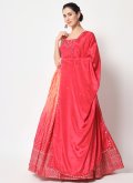 Pink A Line Lehenga Choli in Chinon with Embroidered - 2