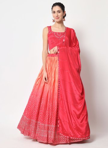 Pink A Line Lehenga Choli in Chinon with Embroider