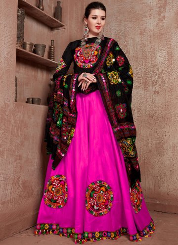 Pink A Line Lehenga Choli in Cotton  with Fancy work