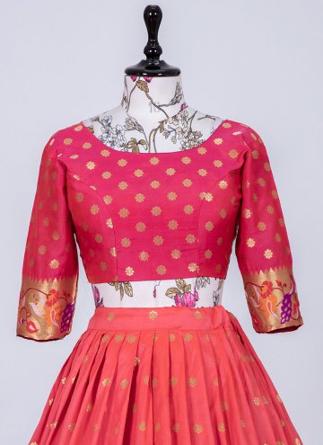 Pink A Line Lehenga Choli in Jacquard Silk with Woven