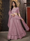 Pink A Line Lehenga Choli in Net with Embroidered - 2