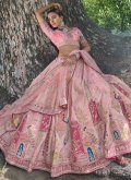 Pink A Line Lehenga Choli in Silk with Embroidered - 1
