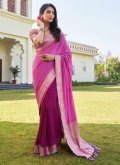 Pink and Wine color Georgette Contemporary Saree with Woven - 2