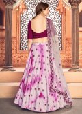 Pink and Wine Cotton  Embroidered Lehenga Choli for Festival - 1