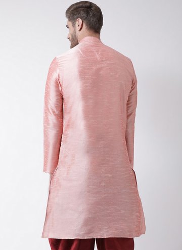 Pink Art Dupion Silk Embroidered Angarkha for Ceremonial