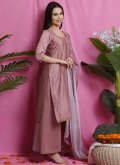 Pink Art Silk Digital Print Straight Salwar Suit - 1