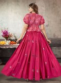 Pink Art Silk Embroidered A Line Lehenga Choli for Ceremonial - 1
