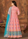 Pink Art Silk Print Readymade Designer Gown for Engagement - 1