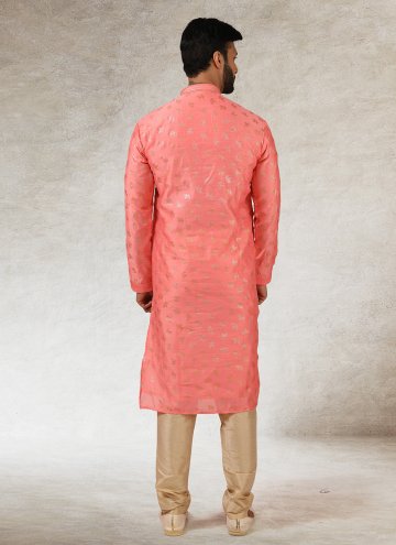 Pink Art Silk Printed Kurta Pyjama for Engagement