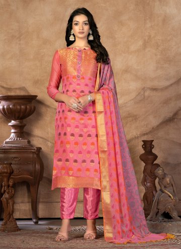 Pink Banarasi Designer Pant Style Suit for Casual