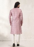 Pink Banarasi Jacquard Fancy work Kurta Pyjama - 2