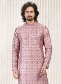 Pink Banarasi Jacquard Fancy work Kurta Pyjama - 3