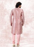 Pink Banarasi Jacquard Fancy work Kurta Pyjama for Ceremonial - 2