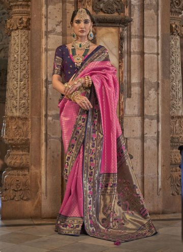 Pink Banarasi Woven Contemporary Saree