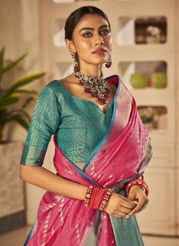 Pink Banarasi Woven Designer Saree