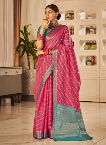 Pink Banarasi Woven Designer Saree
