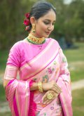 Pink Banarasi Woven Designer Saree - 2
