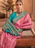 Pink Banarasi Woven Trendy Saree for Ceremonial - 1