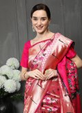Pink Banarasi Woven Trendy Saree for Festival - 1