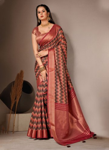 Pink Bhagalpuri Silk Digital Print Trendy Saree for Ceremonial