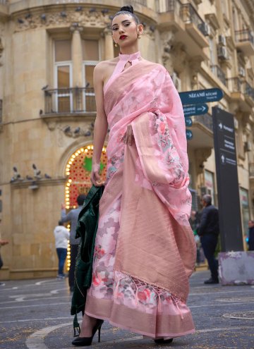Pink Brasso Printed Trendy Saree