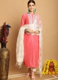 Pink Chanderi Embroidered Trendy Salwar Suit - 1