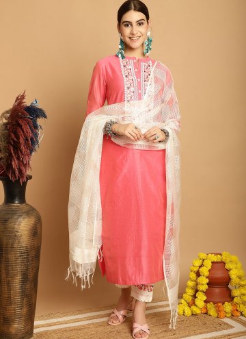 Pink Chanderi Embroidered Trendy Salwar Suit