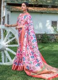 Pink Classic Designer Saree in Banarasi with Border - 1
