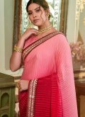 Pink Classic Designer Saree in Chinon with Embroidered - 2