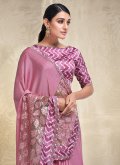 Pink Classic Designer Saree in Crepe Silk with Embroidered - 1