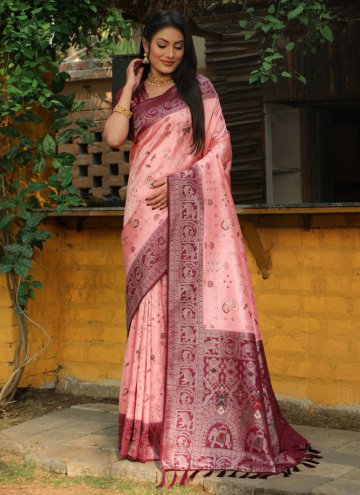 Pink Classic Designer Saree in Kanjivaram Silk with Woven