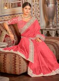 Pink Classic Designer Saree in Organza with Dori Work - 1