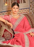 Pink Classic Designer Saree in Organza with Dori Work - 2