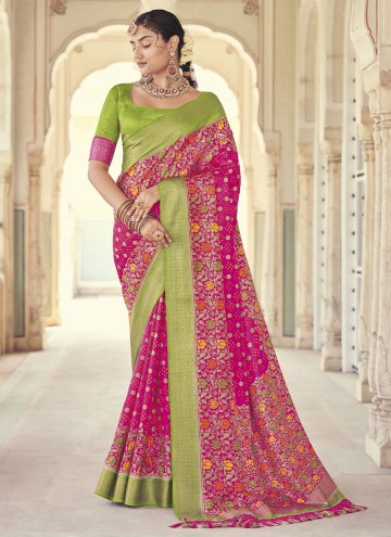 Pink Classic Designer Saree in Patola Silk with Pa