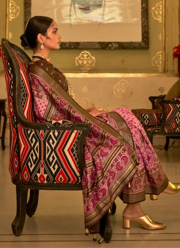 Pink Classic Designer Saree in Patola Silk with Patola Print