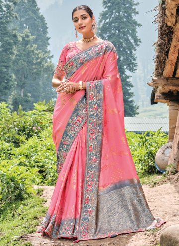 Pink Classic Designer Saree in Silk with Embroidered