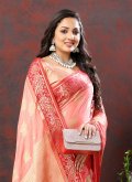 Pink Classic Designer Saree in Soft Cotton with Designer - 1