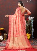 Pink Classic Designer Saree in Soft Cotton with Designer - 2
