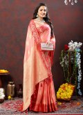 Pink Classic Designer Saree in Soft Cotton with Designer - 3