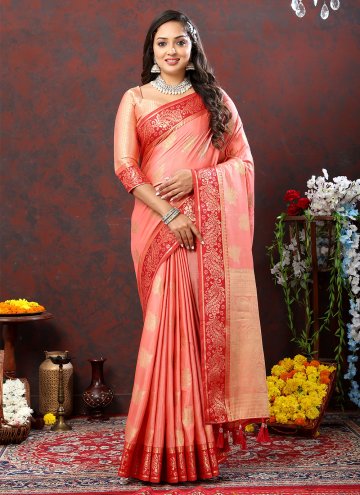 Pink Classic Designer Saree in Soft Cotton with De