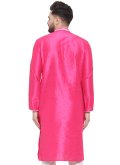 Pink color Art Dupion Silk Kurta with Embroidered - 1