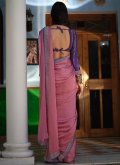 Pink color Art Silk Contemporary Saree with Lace - 3