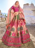 Pink color Banarasi A Line Lehenga Choli with Embroidered - 1